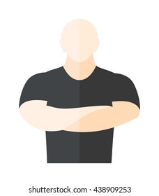 Male security guard standing over white background