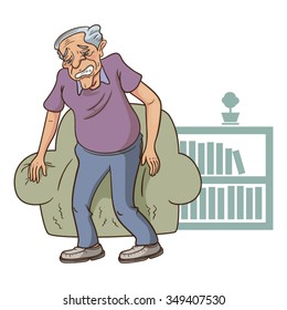 Male Senior Citizen with Knee Pain Vector Cartoon, illustration  