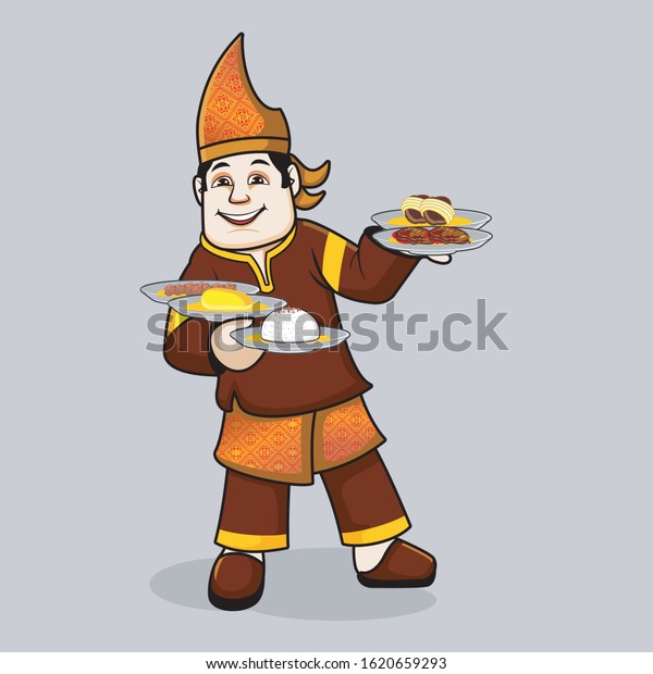 Male Servant Who Carries Food His Stock Vector (Royalty Free ...