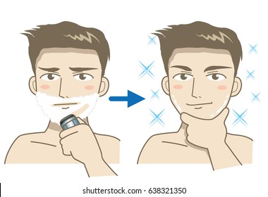 Male shaving image / Before and after image