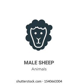 Male sheep vector icon on white background. Flat vector male sheep icon symbol sign from modern animals collection for mobile concept and web apps design.