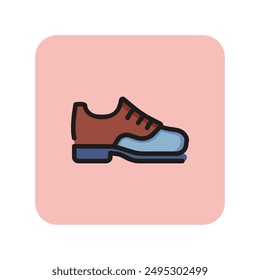 Male shoe line icon. Shoelaces, ankle, low heel. Footwear concept. Can be used for topics like shoe store, casual, office look