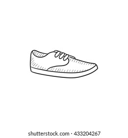 Male shoe vector sketch icon isolated on background. Hand drawn Male shoe icon. Male shoe sketch icon for infographic, website or app.