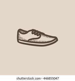 Male shoe vector sketch icon isolated on background. Hand drawn Male shoe icon. Male shoe sketch icon for infographic, website or app.