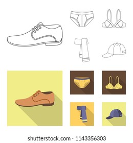 Male shoes, bra, panties, scarf, leather. Clothing set collection icons in outline,flat style vector symbol stock illustration web.