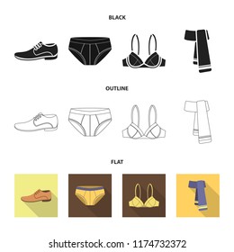 Male shoes, bra, panties, scarf, leather. Clothing set collection icons in cartoon style vector symbol stock illustration web.