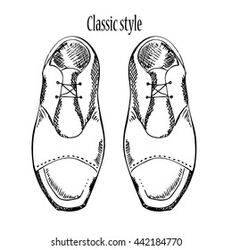 Male shoes. Figure classic men's footwear. Vector illustration