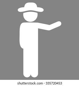 Male Show vector icon. Style is flat symbol, white color, rounded angles, gray background.
