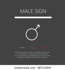 Male sign button web icon flat design