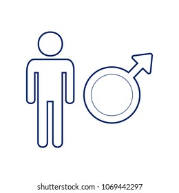 Male sign illustration. Vector. Flat style black icon on white.