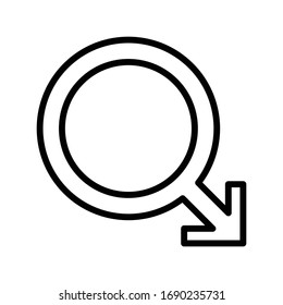 icono de línea delgada del vector de signo masculino 