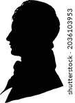 Male silhouette in antique european costume of 18th-19th century. Graphic elegant portrait of young aristocrat, cavalier for design, illustrations, decoupage, scrapbook, prints