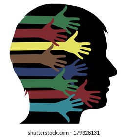 Male silhouette with hands