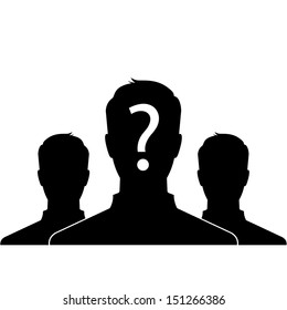 Male Silhouette Icon With Question Mark On The Head - Suspect Concept