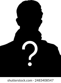 male silhouette icon with question mark sign,Unknown person concept,Vector illustration stranger 