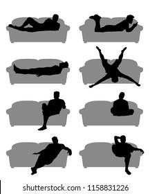 Male Silhouette On Couch Set 1