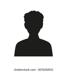 Male silhouette. Person black symbol. Man profile picture illustration. Human avatar. Vector isolated on white.