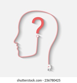 Male silhouette with question mark on the head - vector icon