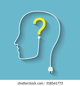 Male silhouette with question mark on the head - vector icon