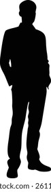 Male Silhouette Vector of Standing Man in Casual Pose