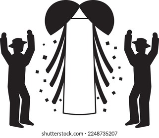 A male silhouette who breaks the Kusudama and rejoices