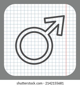 Male simple icon vector. Flat desing. On graph paper. Grey background.ai