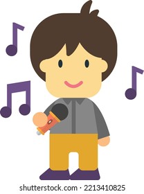 male singer illustration in minimal style isolated on background