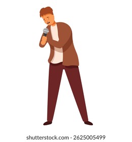 Cantor masculino está tocando com um microfone