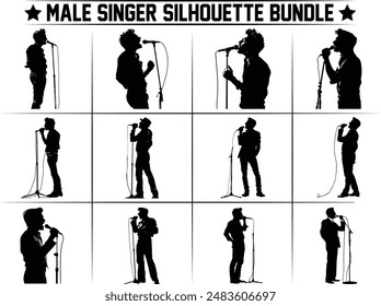 Paquete de silueta de cantante masculino, Paquete de cantante, archivos de corte de cantante para Cricut, silueta de cantante, silueta de actor masculino.