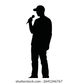 Male singer silhouette holding microphone.