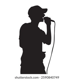 Male singer silhouette vector illustration