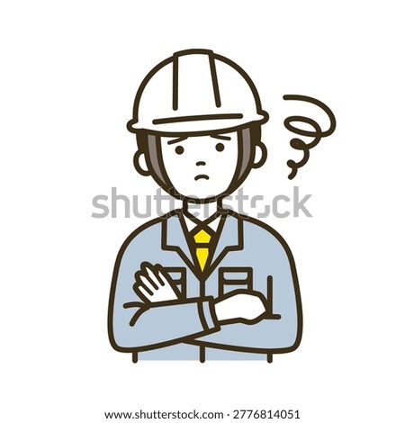 Male site supervisor thinking and worrying while reviewing estimate wearing tie white helmet and workwear