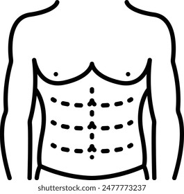 Male six-pack lipo ab etching concept, liposculpture vector icon design, Cosmetology or Cosmetologist Symbol,esthetic beauty outline Sign, Beauty treatment stock illustration