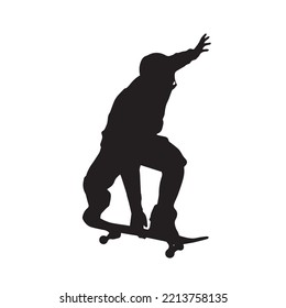 male skateboarder vector silhouette on white