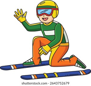 Saltador de esqui masculino Fixação Ski Boards Clipart 
