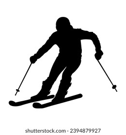 Male Skier in action silhouette. Vector illustration