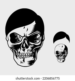 male skull with neat hair