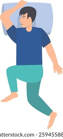 Male Sleeping Pose Illustration in Simple Cartoon Design. Isolated Vector Character.