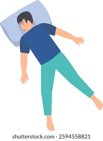 Male Sleeping Pose Illustration in Simple Cartoon Design. Isolated Vector Character.
