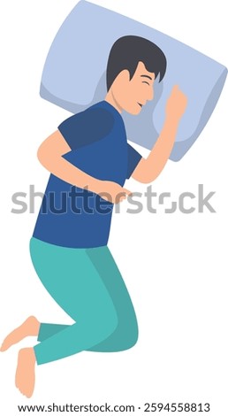 Male Sleeping Pose Illustration in Simple Cartoon Design. Isolated Vector Character.