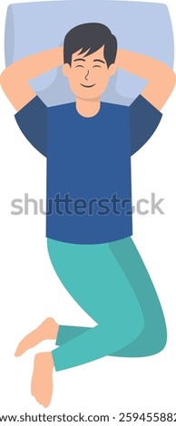 Male Sleeping Pose Illustration in Simple Cartoon Design. Isolated Vector Character.