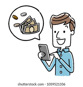 Male: Smartphone, PC and money