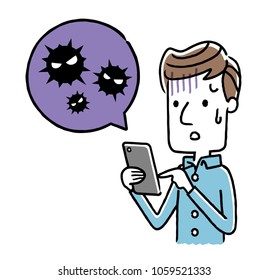 Male: Smartphone, virus, infection