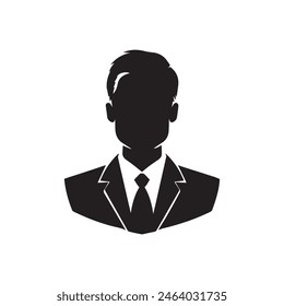 Male in smoking avatar icon, black icon on white background, vector illustration