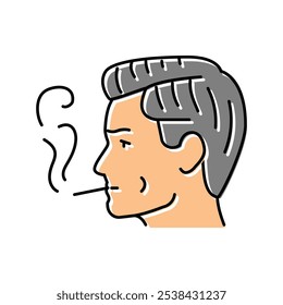 male smoking cigarette color icon vector. male smoking cigarette sign. isolated symbol illustration