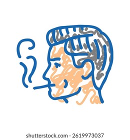 male smoking cigarette doodle icon sketch vector. male smoking cigarette sign. isolated symbol illustration