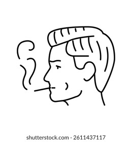 male smoking cigarette line icon vector. male smoking cigarette sign. isolated contour symbol black illustration