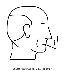 male smoking cigarette line icon vector. male smoking cigarette sign. isolated contour symbol black illustration
