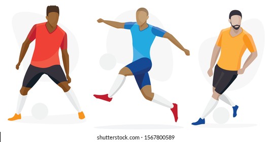 Male Soccer Player Character Set - Diversity Concept, Men's Football