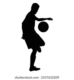 male Soccer player, Woman's Soccer in motion. Women's football running up for ball tee shot front view sport Silhouette